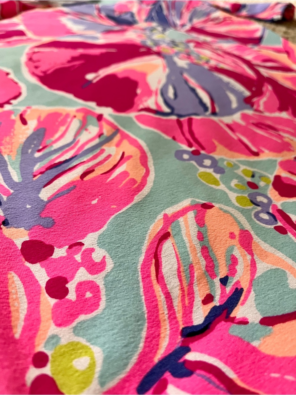 Lilly Pulitzer Pink, Purple & Aqua Floral Long Sleeve Shift Dress - Picture 3 of 5